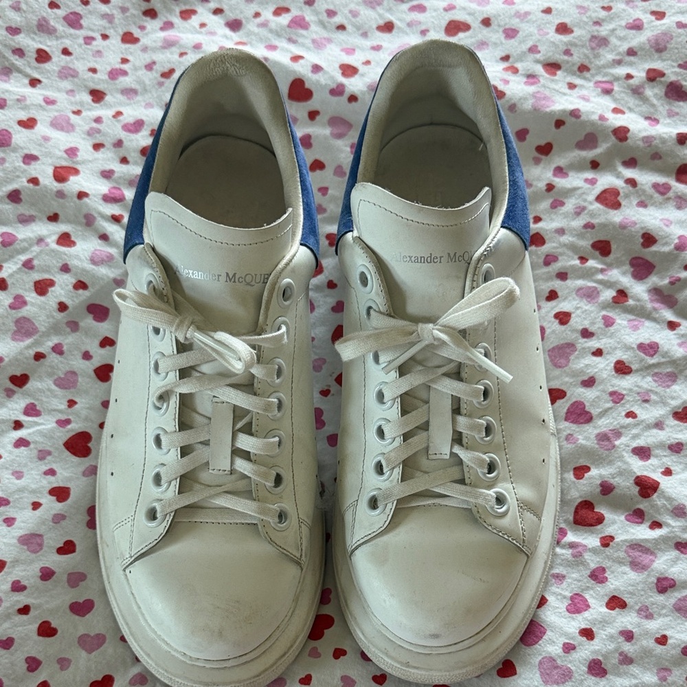 Alexander McQueen White Sneakers with Blue Heel